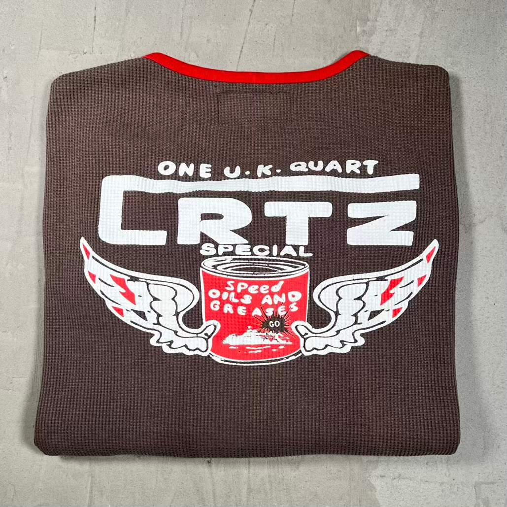 Corteiz Gasolina Brown Waffle Thermal Brown Size Large USED x18565