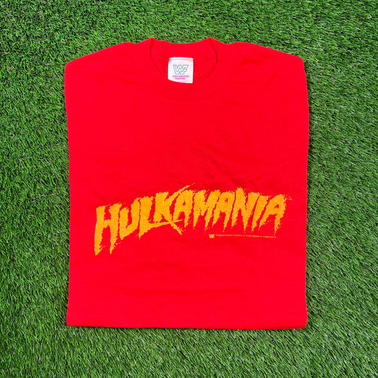 1988 Hulkamania WWF Red Tee Size Medium USED v18691