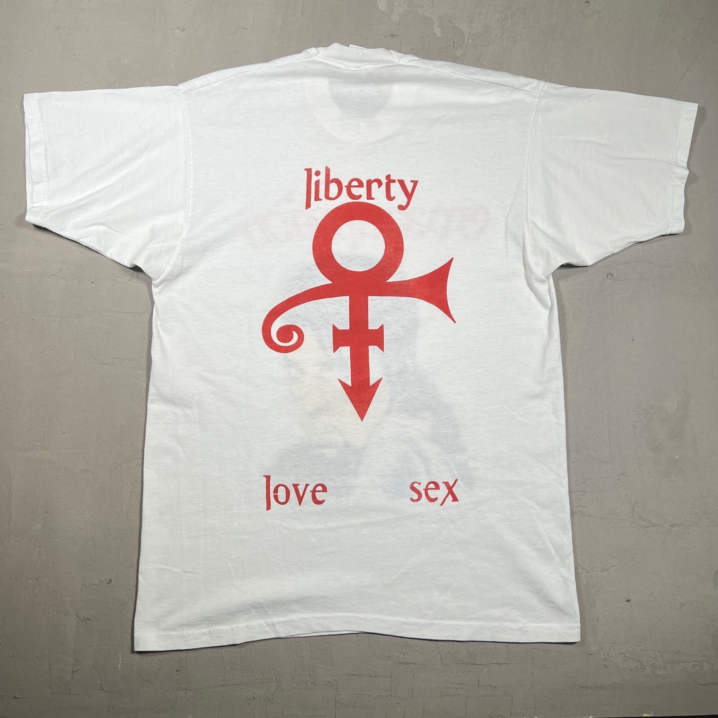 1990s Price Emancipation Liberty Love Sex White Tee Size XL USED v19241