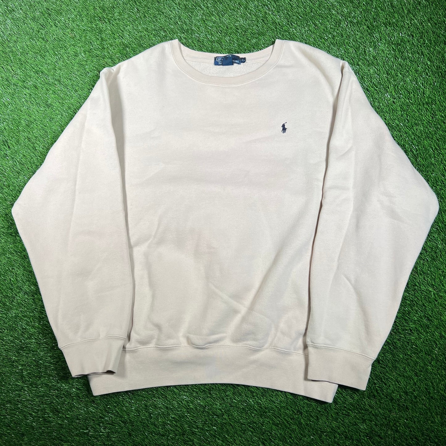 1990s Polo Ralph Lauren Cream Crewneck Size XL USED v17960