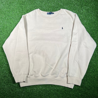 1990s Polo Ralph Lauren Cream Crewneck Size XL USED v17960