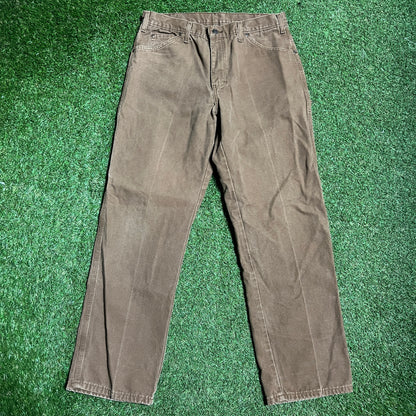 Dickies Brown Work Pants Size 34x32 USED v10921