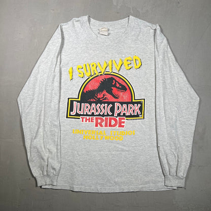 I survived jurassic park 1990s long sleeve Size Large USED v9257