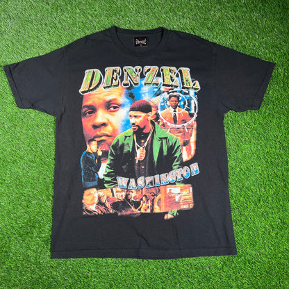 Dbruze Denzel Washington Rap Style Black Tee Size Large USED x14477