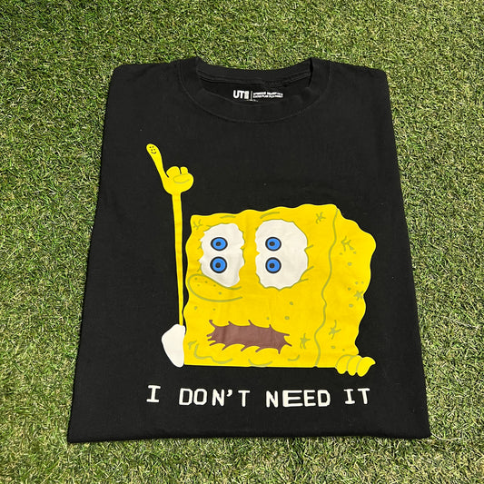 Sponge Bob Square Pants Uniqlo Black Tee Size Medium USED v16510
