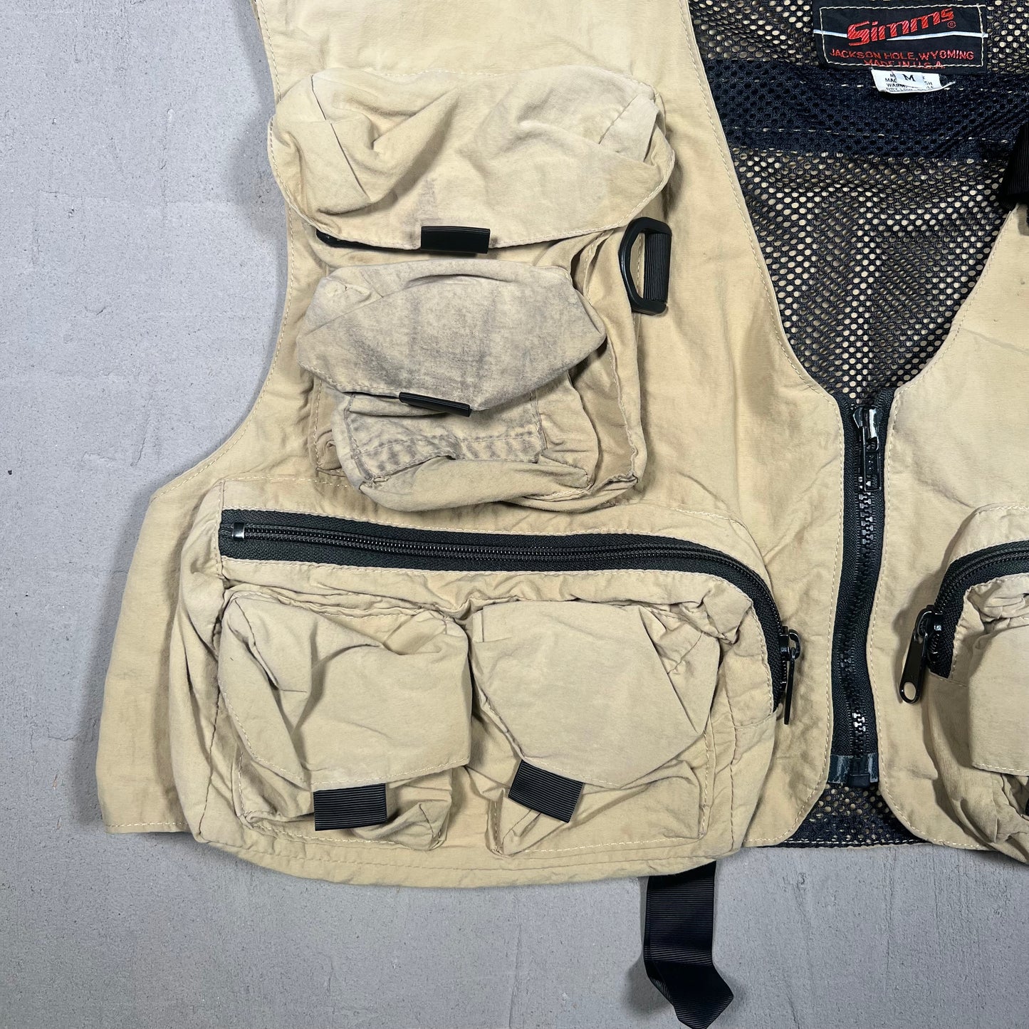 1990s Simms Fly Fishing Tan Cropped Vest Size Medium USED v19165