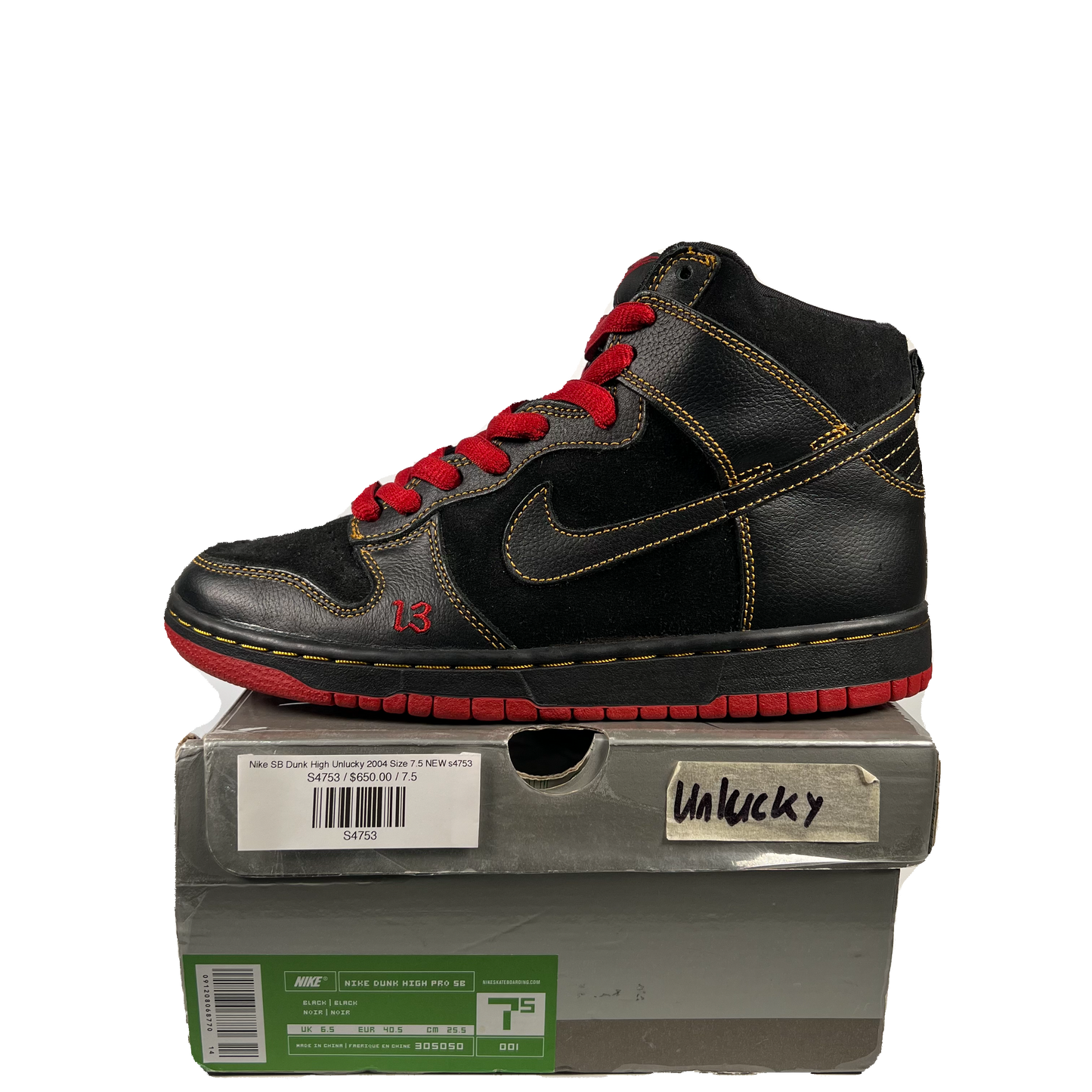 Nike SB Dunk High Unlucky 2004 Size 7.5 NEW s4753