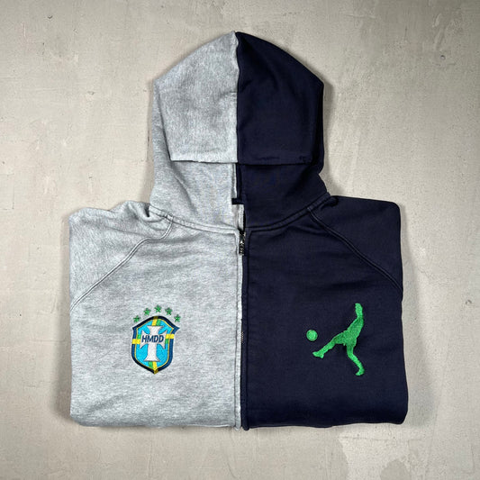 HMDD Brazil Logo Grey/Navy Split Hoodie Size XS USED x17248