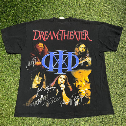 Y2K Dreamtheater Double Sided Black Tee Size Large USED v16101