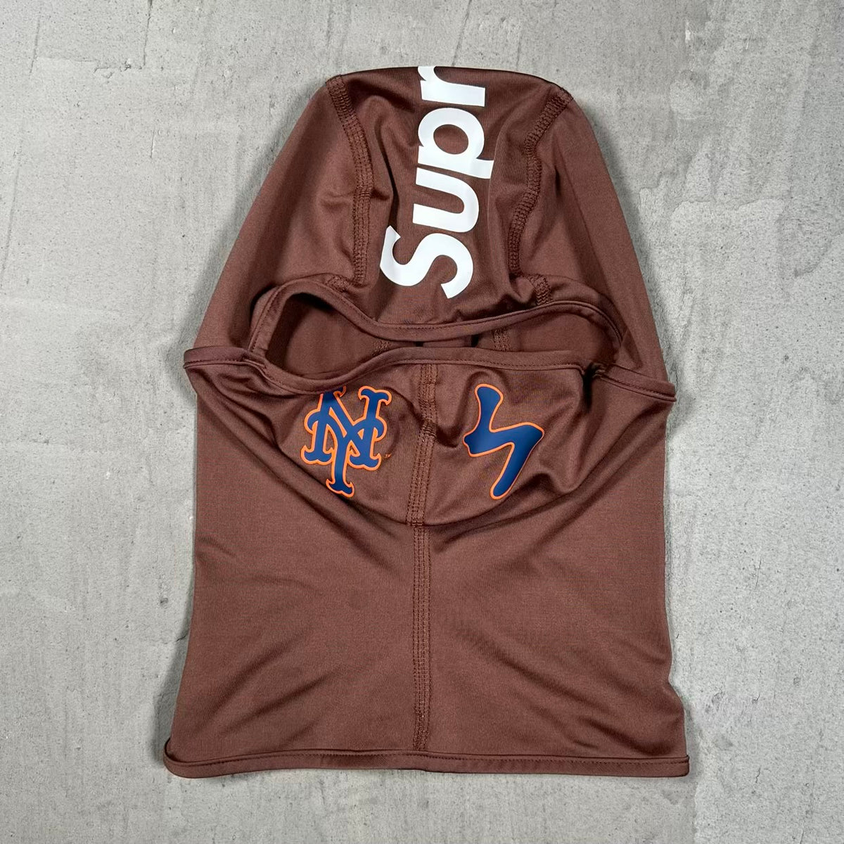 Supreme MLB Kanji NY Mets Brown Balaclava (2022) USED x18605