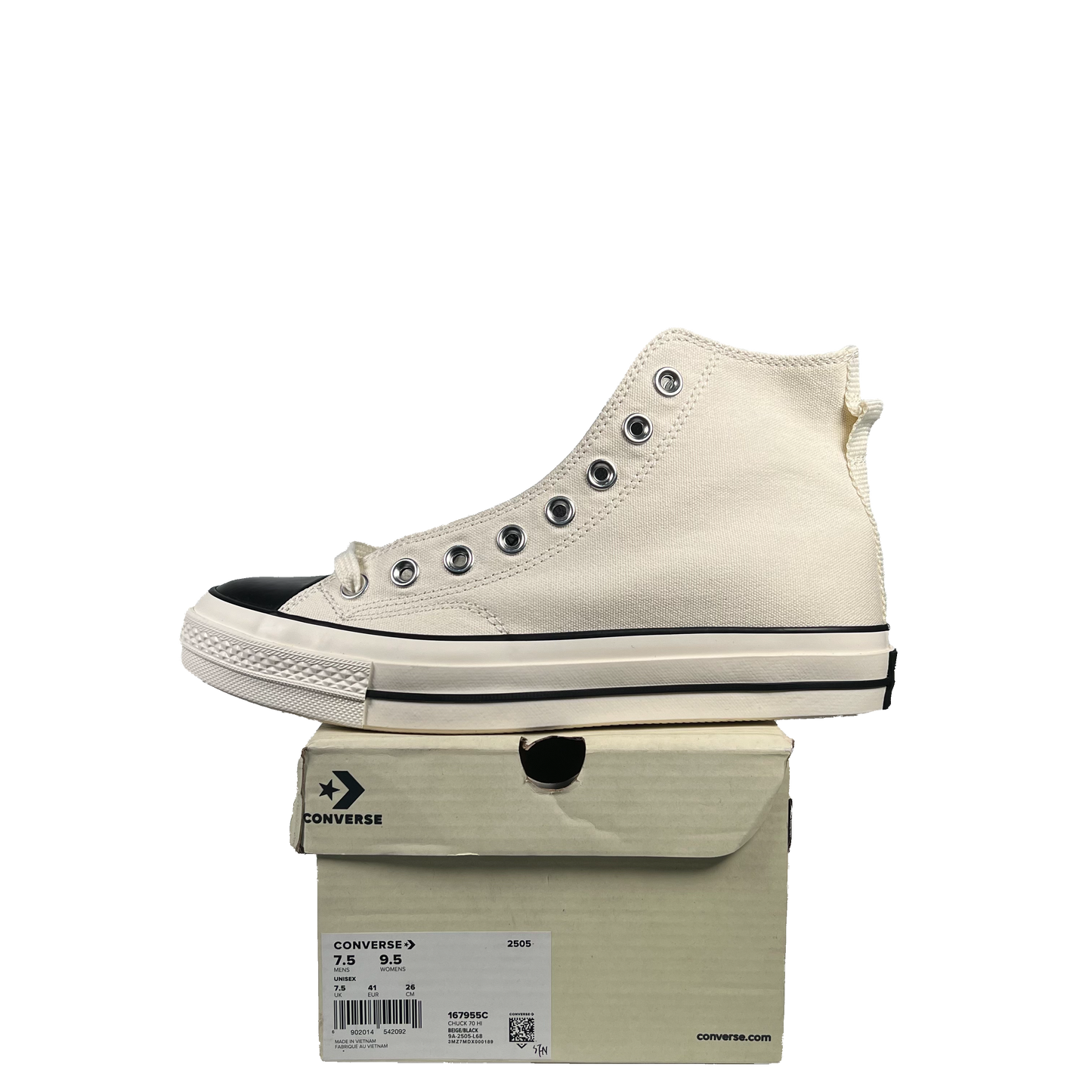Converse Fear of God Chuck 70 High Natural Ivory (2020) Size 7.5 NEW s20548