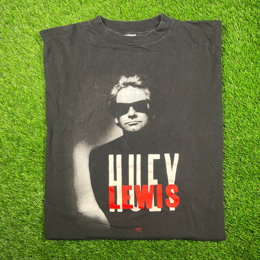 1994 Huey Lewis Winterland Tag Black Tee Size XL USED v18695