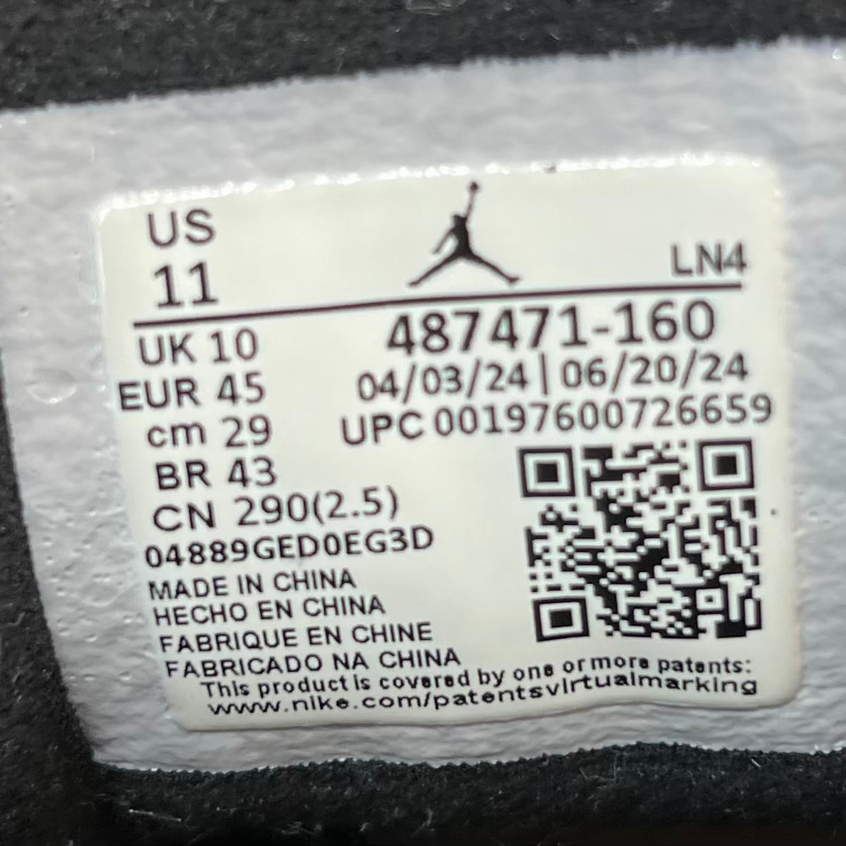 Jordan 14 Black Toe (2024) Size 11 USED s23743