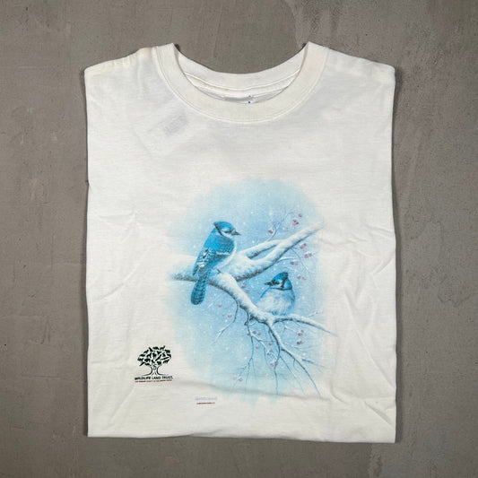 2000 Snow Birds Wildlife Land Trust White Tee Size Large USED v17122