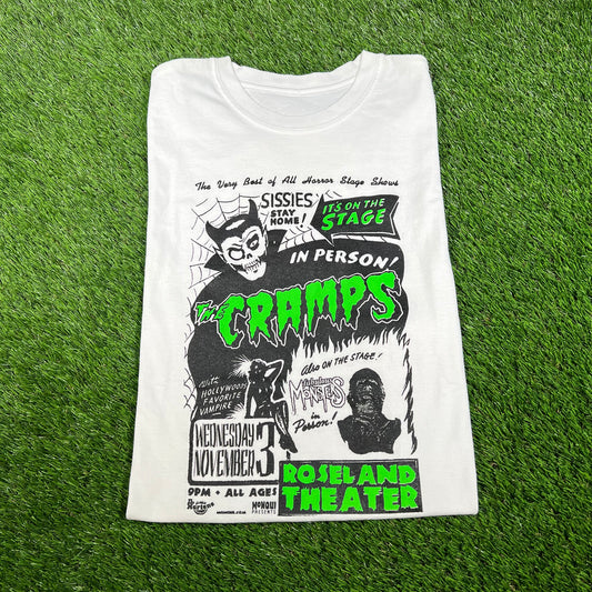 The Cramps Modern Horror White Tee Size Large USED v16614
