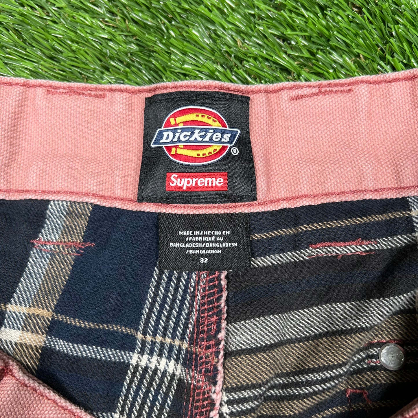 Supreme Dickies Flannel Lined Cargo Pant Pink (2024) Size 32 USED x14817