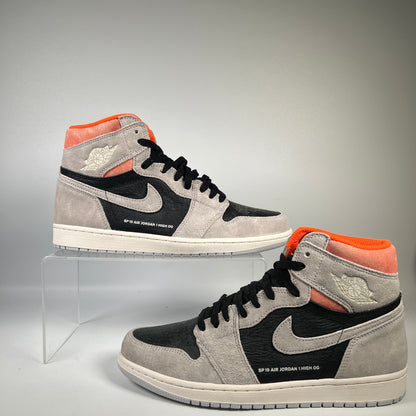 Jordan 1 High Grey Hyper Crimson Size 10.5 NEW s13668