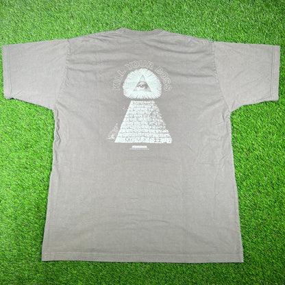 Neighborhood Kill Your Boss Grey Tee Size XL USED x14698