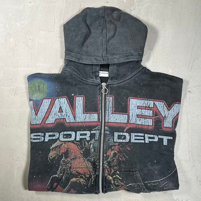 Vale Neptune Zip Up Washed Black Hoodie Size XXL USED x18630