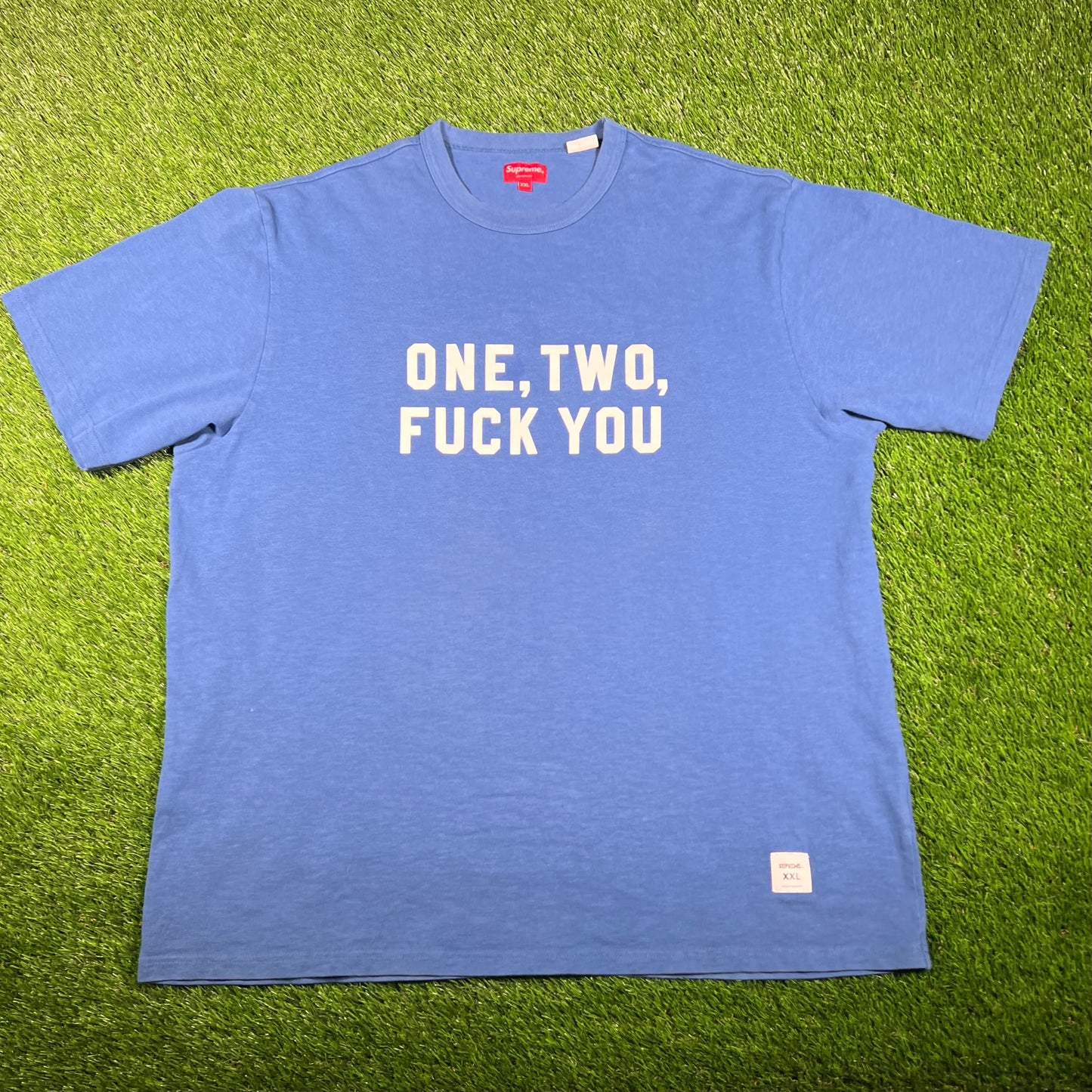 Supreme "One, Two, F You" Blue Tee (2023) Size XXL USED x15391