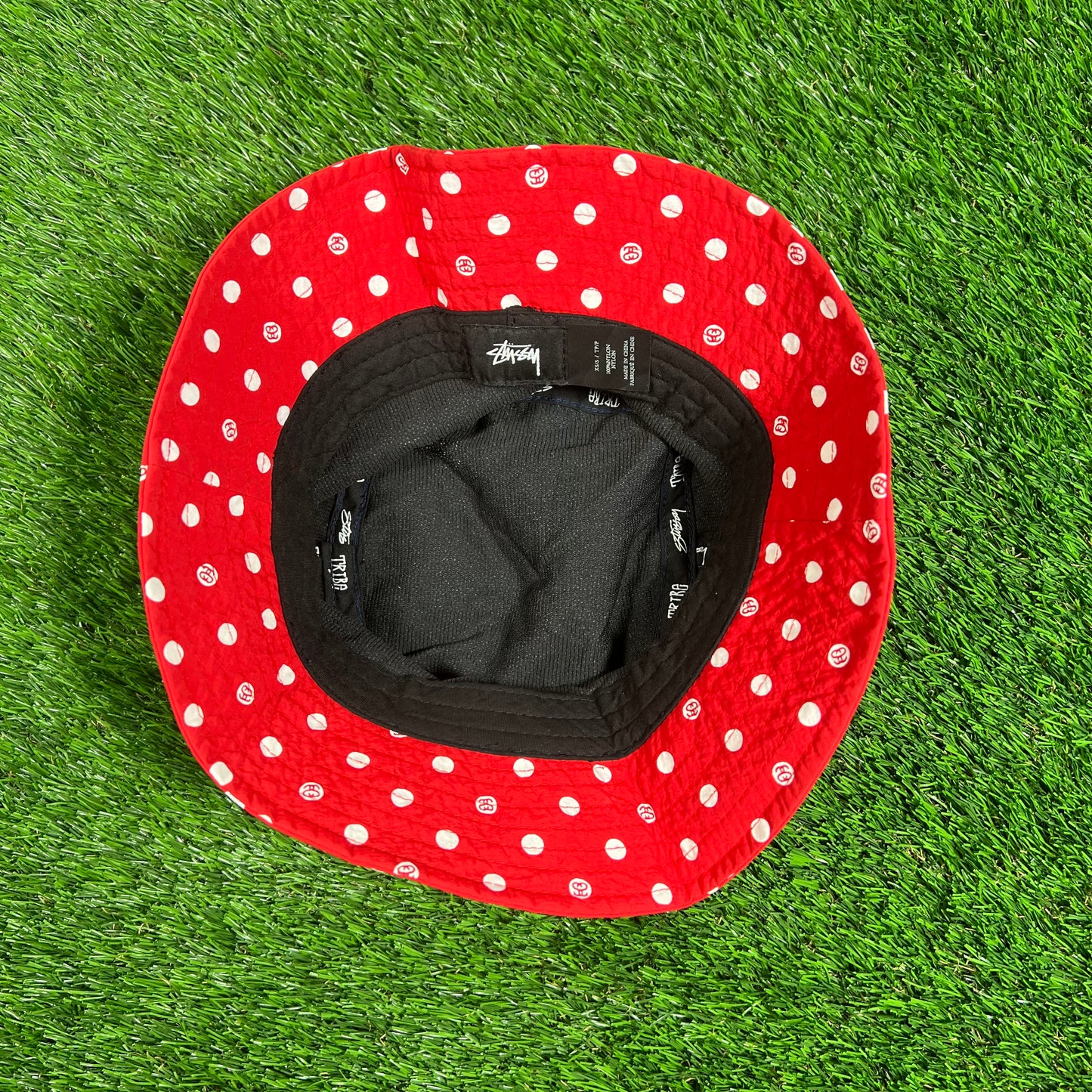 Stussy Blue and Red Polka Dot Bucket Hat One Size USED x15728