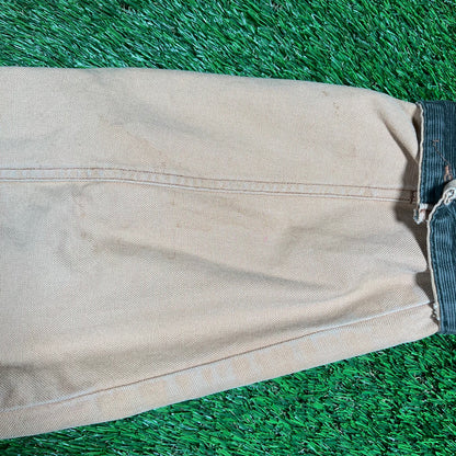 1990s LL Bean Beige Corduroy Button Green Collar Up Jacket Size Large USED v9392