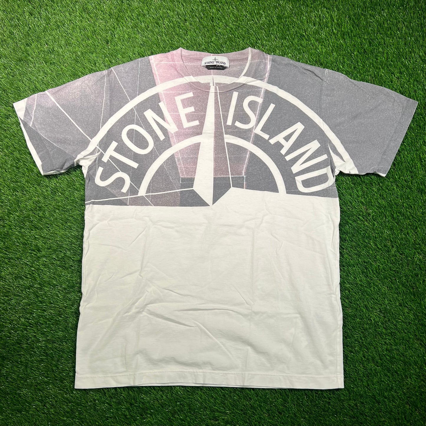 Stone Island Chest Print Logo White Tee Size XXL USED x16708