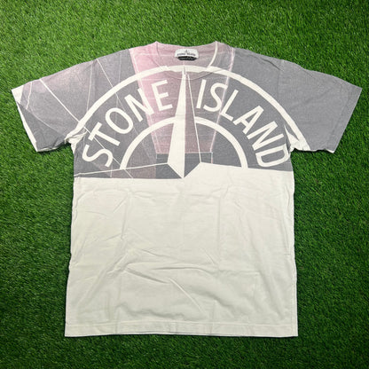 Stone Island Chest Print Logo White Tee Size XXL USED x16708