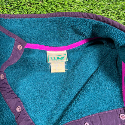 1990s LL Bean Stowe Ski School Aqau Fleece Size Medium USED v18337