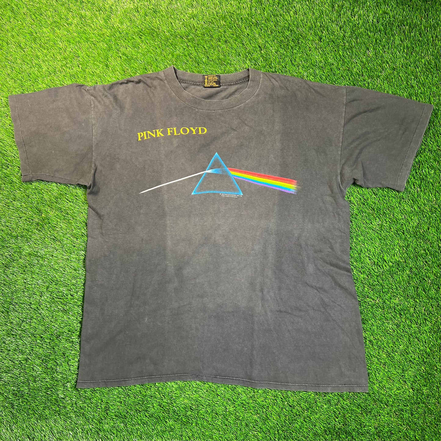 1992 Pink Floyd Dark Side of the Moon Black Tee Size XL USED v18856
