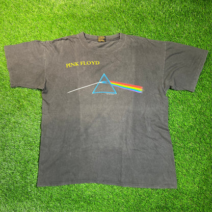 1992 Pink Floyd Dark Side of the Moon Black Tee Size XL USED v18856