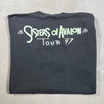 1997 Cyndi Lauper Sisters of Avalon Tour Black Tee Size Large USED v20230