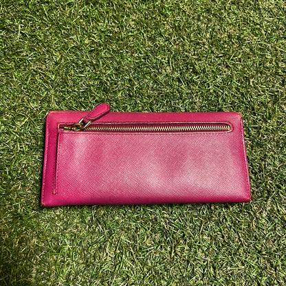 1990s Prada Saffiano Leather Long Pink Wallet USED x14077