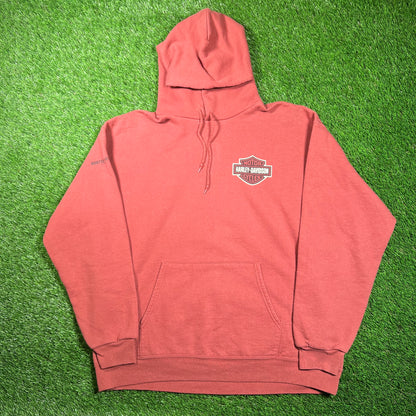 Y2K Harley Davdison Big Logo Brown Hoodie Size Large USED v18784