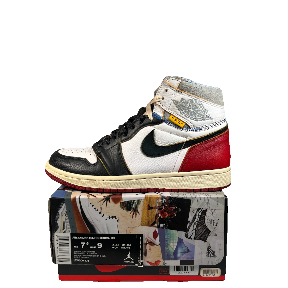 Jordan 1 High Union LA Black Toe (2018) Size 7.5 USED s23082