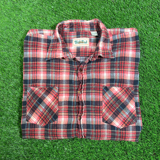 1990s Trail End Red Flannel Size XL USED v18233