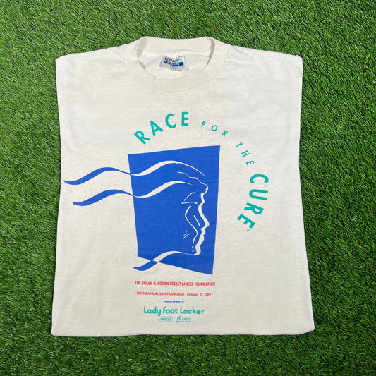 1991 "Race for the Cure" White Tee Size Large USED v17637