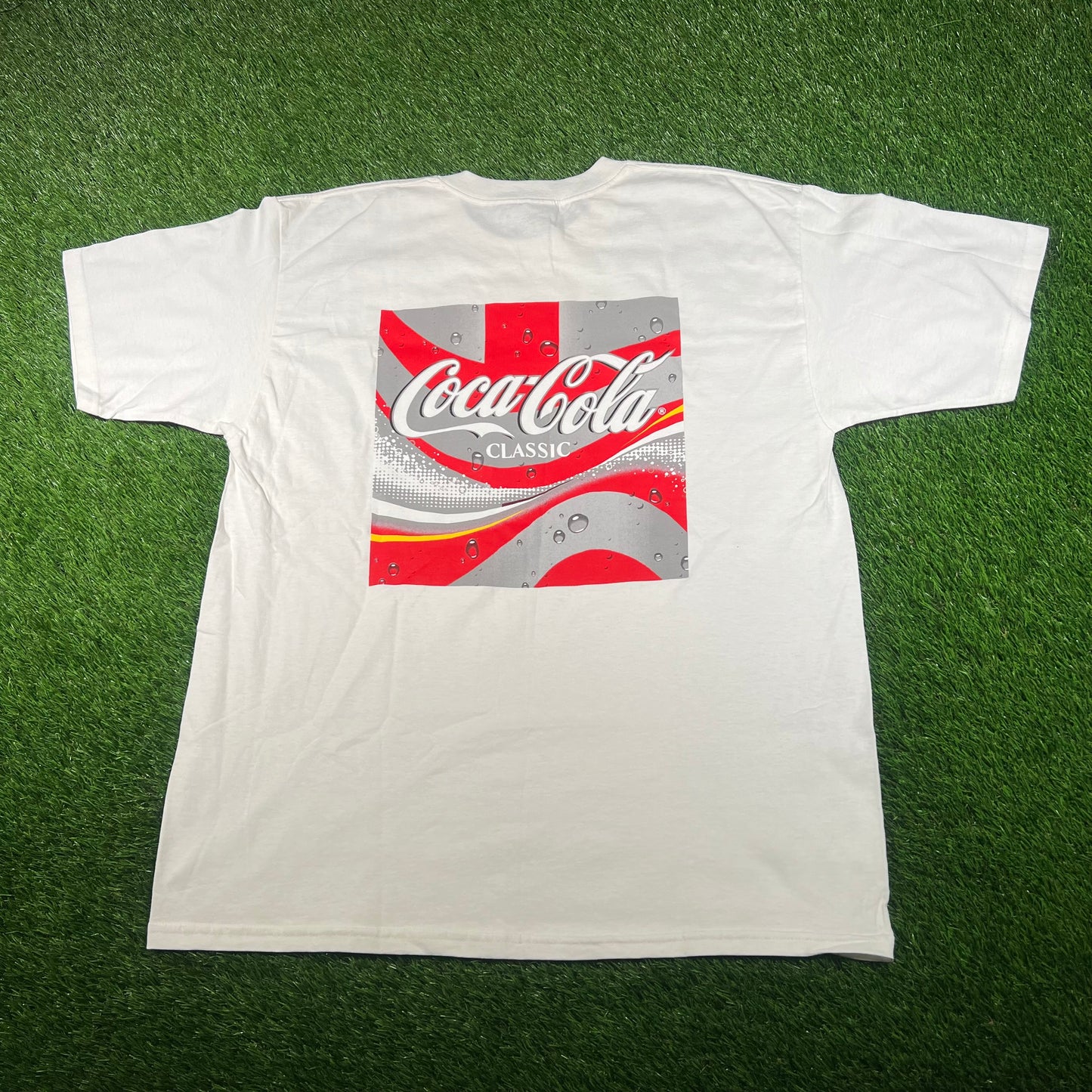 Y2K Coca Cola Classic Odd Job White Tee Size XL USED v17567