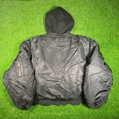 GV Gallery Black Reversible Bomber Jacket Size Medium NEW x15355