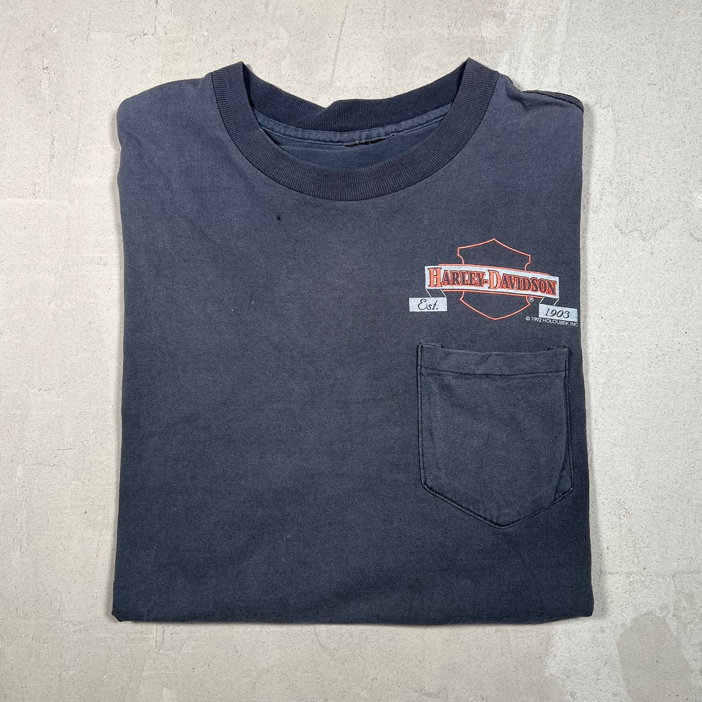 1992 Harley Davidson Salem County NJ Washed Black Pocket Tee Size Large USED v19120