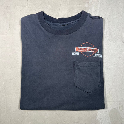 1992 Harley Davidson Salem County NJ Washed Black Pocket Tee Size Large USED v19120