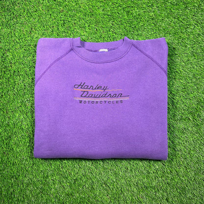 1990s Harley Davidson Motorcycles Purple Crewneck Size Large USED v18622