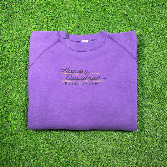 1990s Harley Davidson Motorcycles Purple Crewneck Size Large USED v18622