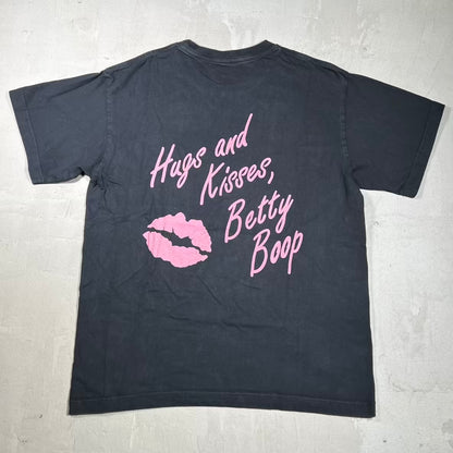 Betty Boop Hugs and Kisses Black Tee Size Large USED v20154