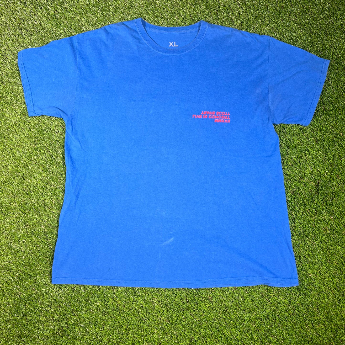 Travis Scott Birds Eye View 2017 Blue Tour Tee Size XL USED x14398
