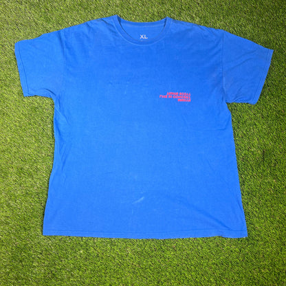 Travis Scott Birds Eye View 2017 Blue Tour Tee Size XL USED x14398