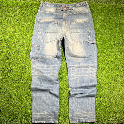 Y2K Bape Red Star Print Blue Jeans Size XL USED x16280