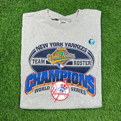 1996 Yankees World Series Team Roster Grey Tee Size XL NEW v18522