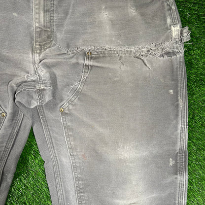 Carhartt Grey Double Knee Carpenter Pants Size 38x29 USED v18419