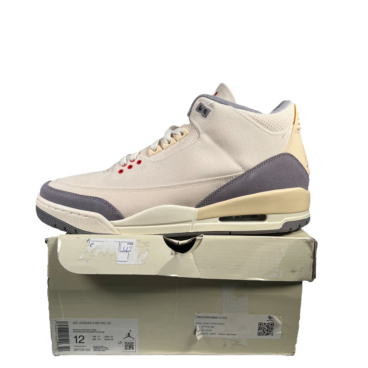 Jordan 3 Muslin (2022) Size 12 USED s20161